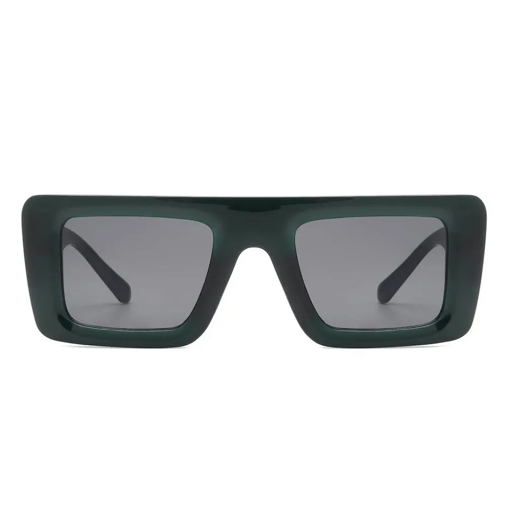 Luxury Green & Gray Square Sunglasses Unisex Classy Exotic